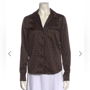 Veronica Beard Dark Navy and Gold Chain Link Detail Blouse. Worn twice